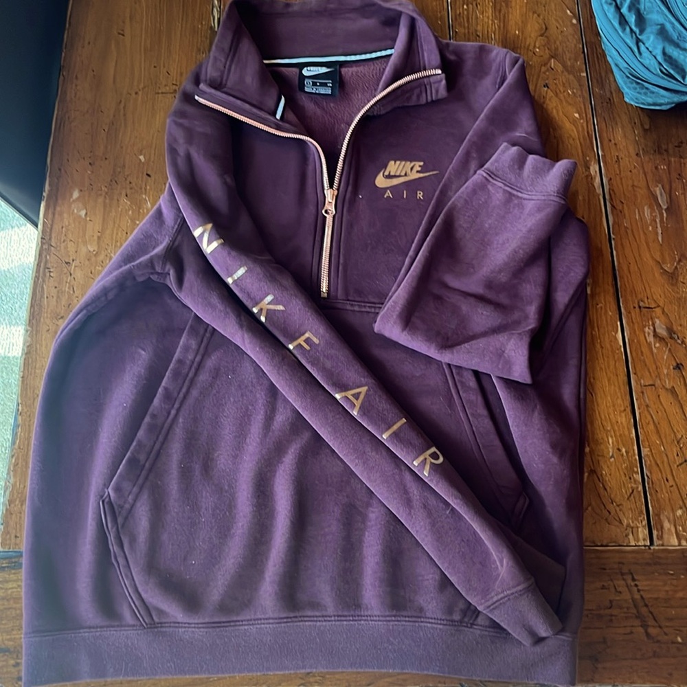 Nike Air Half Zip Hoodie small deep purple with rose gold accents